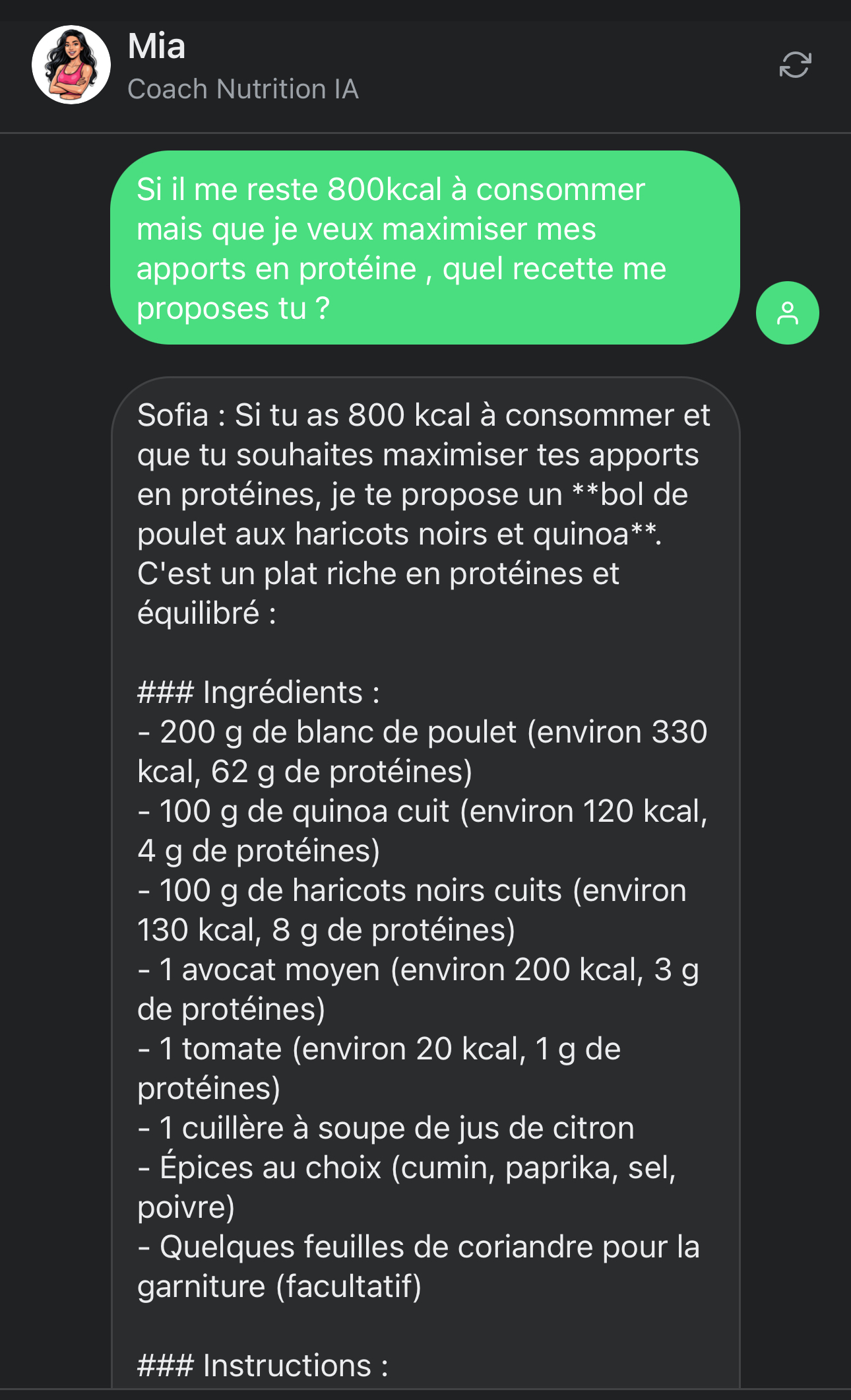 Conversation avec le coach IA